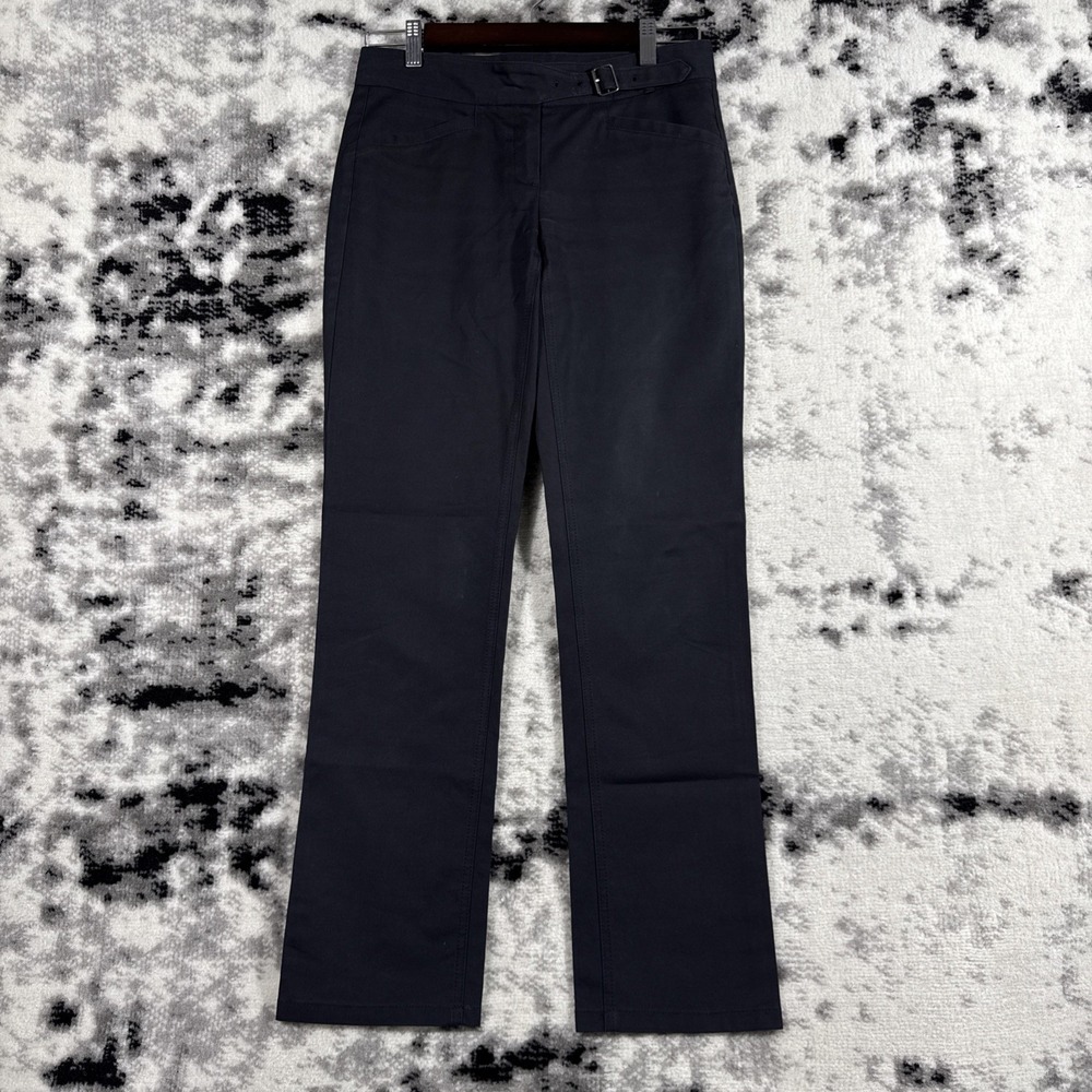 Theory Pants Womens Size 2 Black Buckle Wide Leg Stretch Comfort Career